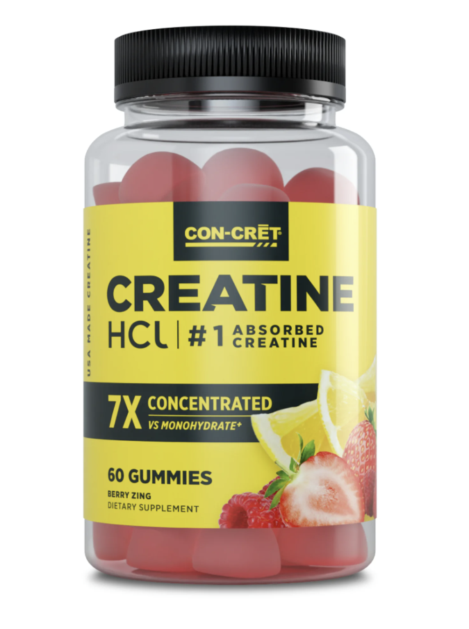 CON-CRET Concentrated Creatine Gummies, Berry Zing Flavor, Supports Muscle & Brain Health, 60 Count