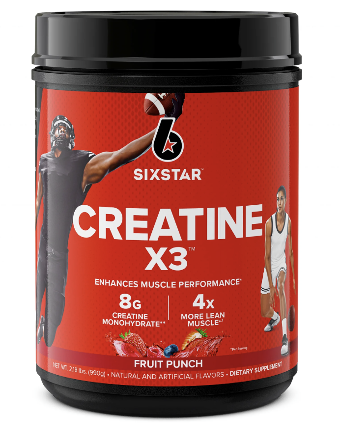 Six Star Pro Nutrition Creatine X3 BCAA Amino Acid Blend Powder, Fruit Punch, 2.18 lbs, 30 Servings