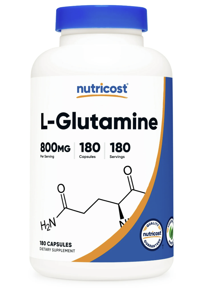 Nutricost L-Glutamine 800mg, 180 Capsules - Gluten Free & Non-GMO Health Supplement