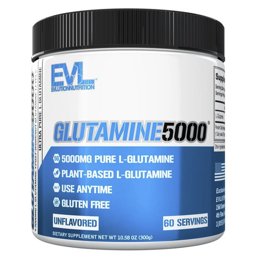 Ultra Pure L-Glutamine Powder - Gut Health & Post Workout Recovery Supplement 5000mg - Evlution Nutrition Glutamine 5g Essential Amino Acids for Men and Women