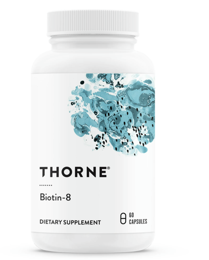 Thorne Biotin 8, Vitamin B7 (Biotin) for Healthy Hair, Nails, and Skin, 60 Capsules