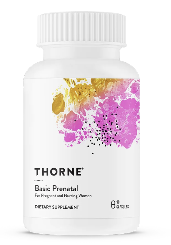 Thorne Basic Prenatal, Well-Researched Folate Multi for Pregnant and Nursing Women includes 18 Vitamins and Minerals, 90 Capsules, 30 servings