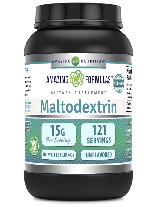 Amazing Formulas Maltodextrin Powder 4Lbs | Unflavored | 15gm Per Serving | 121 Serving per Bottle | Non-GMO | Gluten-Free | Made in USA