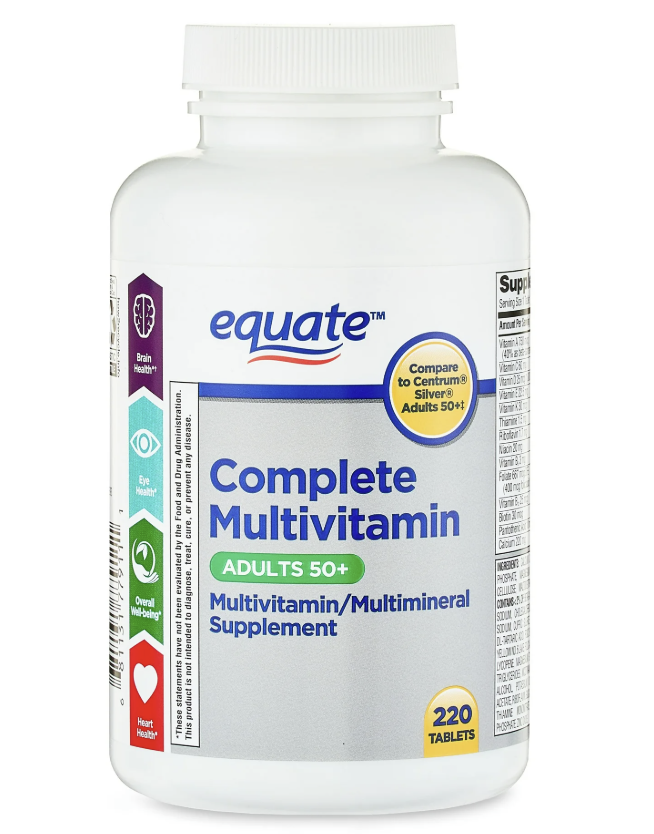 Equate Complete Multivitamin/Multimineral Supplement Tablets, Adults 50+, 220 Count