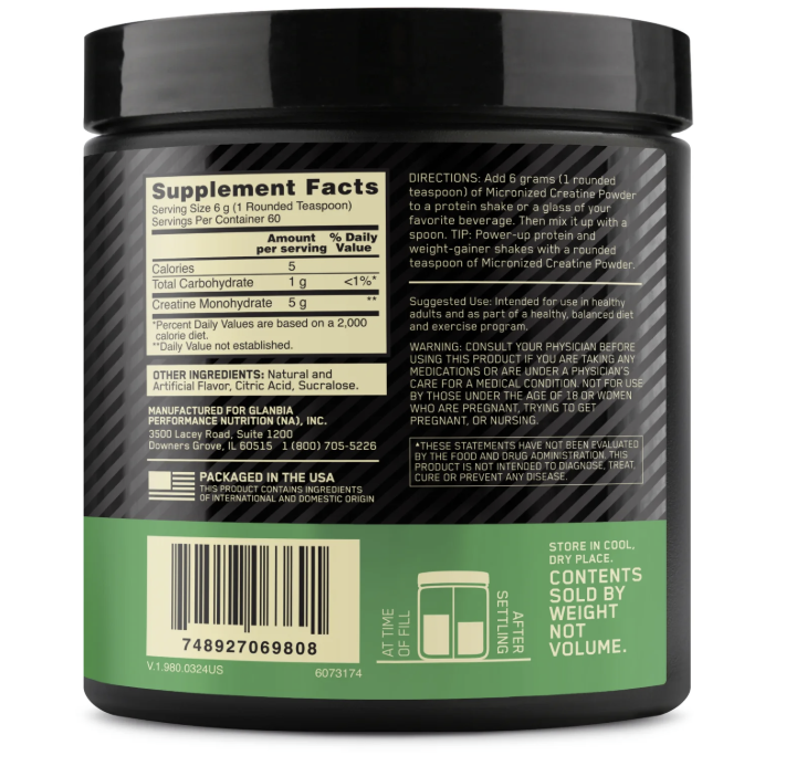 Optimum nutrition Creatine Powder Blueberry-Lemonade 60 servings