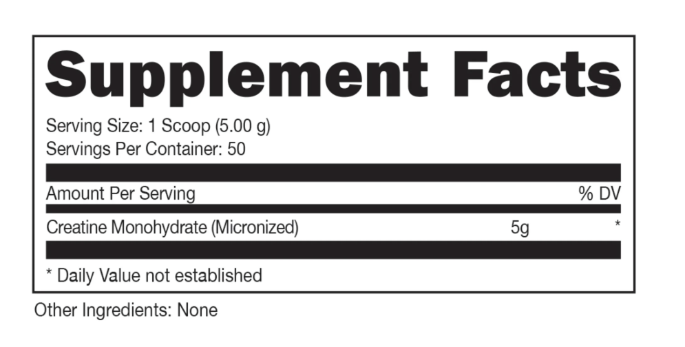 Bucked Up Essentials Creatine Monohydrate, Enhances Muscle Performance, Unflavored, 50 Servings