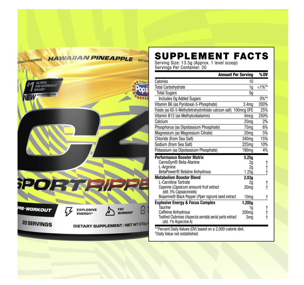 Cellucor C4 Sport Ripped Pre-Workout Powder,20 Servings