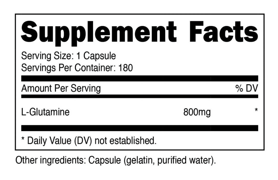 Nutricost L-Glutamine 800mg, 180 Capsules - Gluten Free & Non-GMO Health Supplement