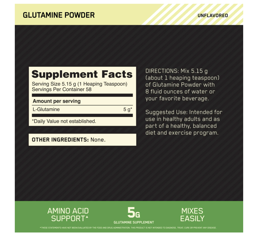 Optimum Nutrition, Glutamine Powder, Unflavored, 10.6 oz, 58 Servings